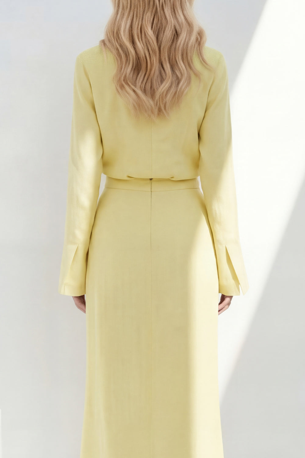 Yellow 2 Piece Long Sleeves Notched Lapel Business Suits