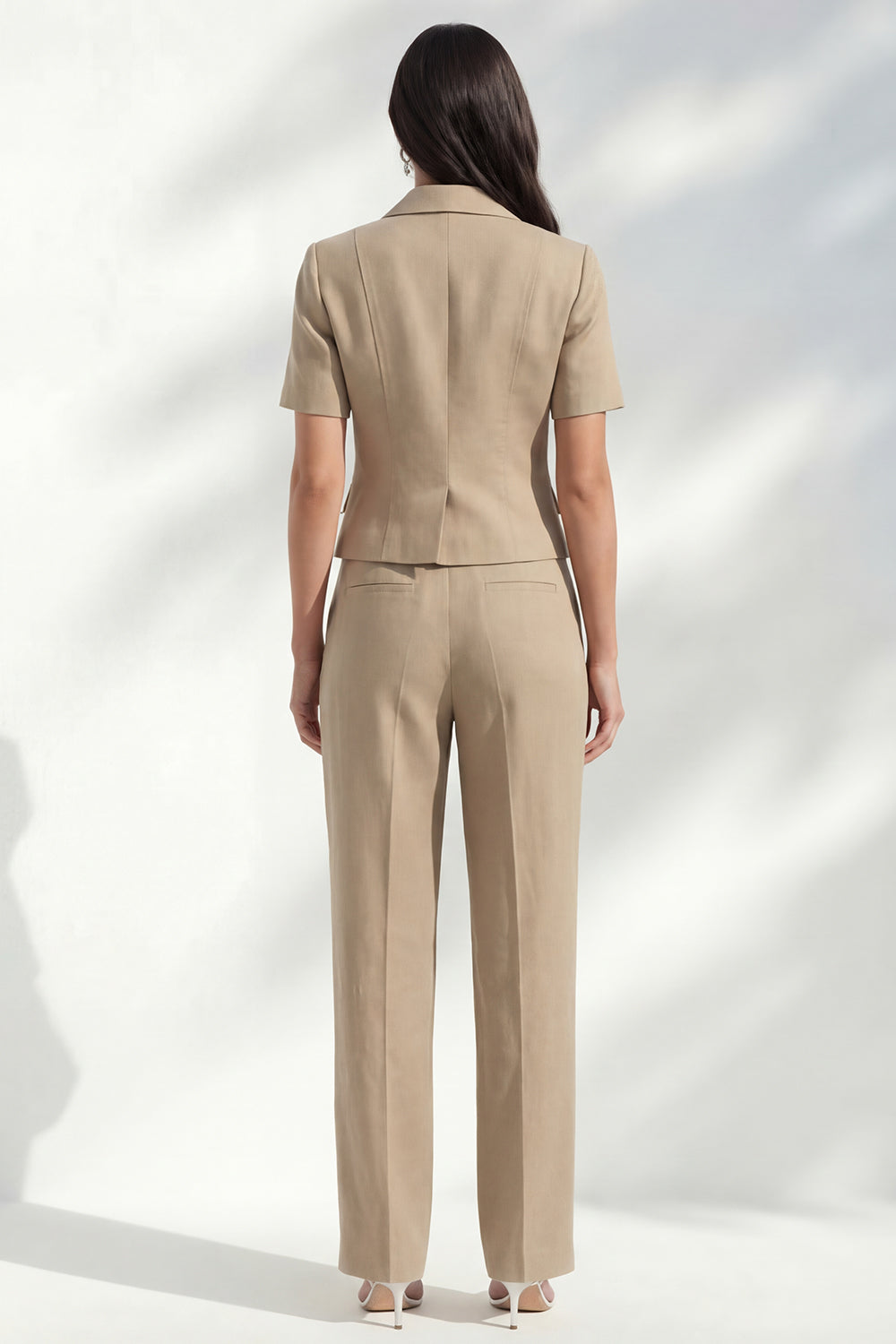 Khaki 2 Piece Single Breasted Notched Lapel Business Suits with Pockets