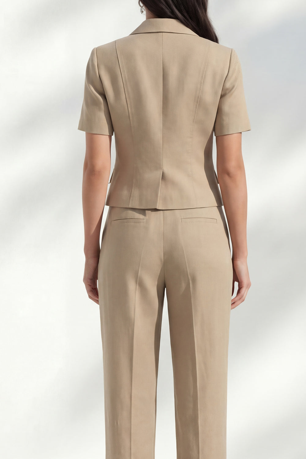 Khaki 2 Piece Single Breasted Notched Lapel Business Suits with Pockets