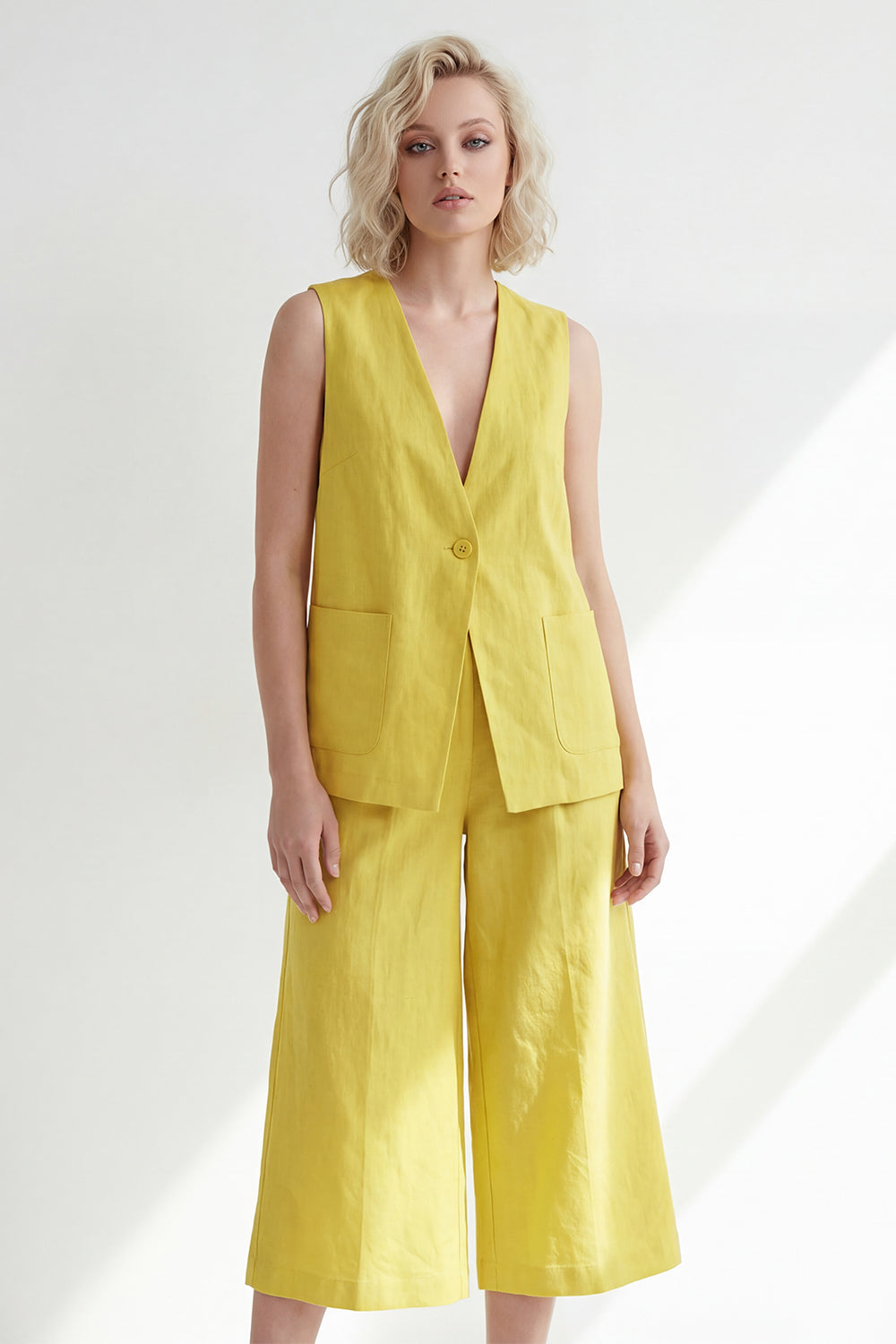 Butter Yellow 2 Piece One Button Business Suits