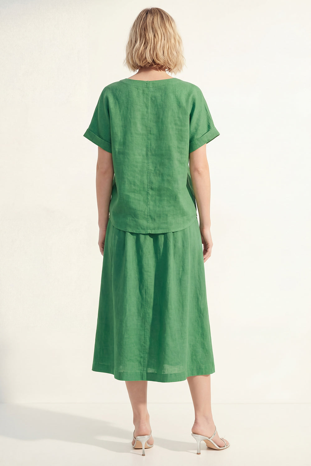 Green V-Neck 2 Piece Long Business Suits with Sleeves