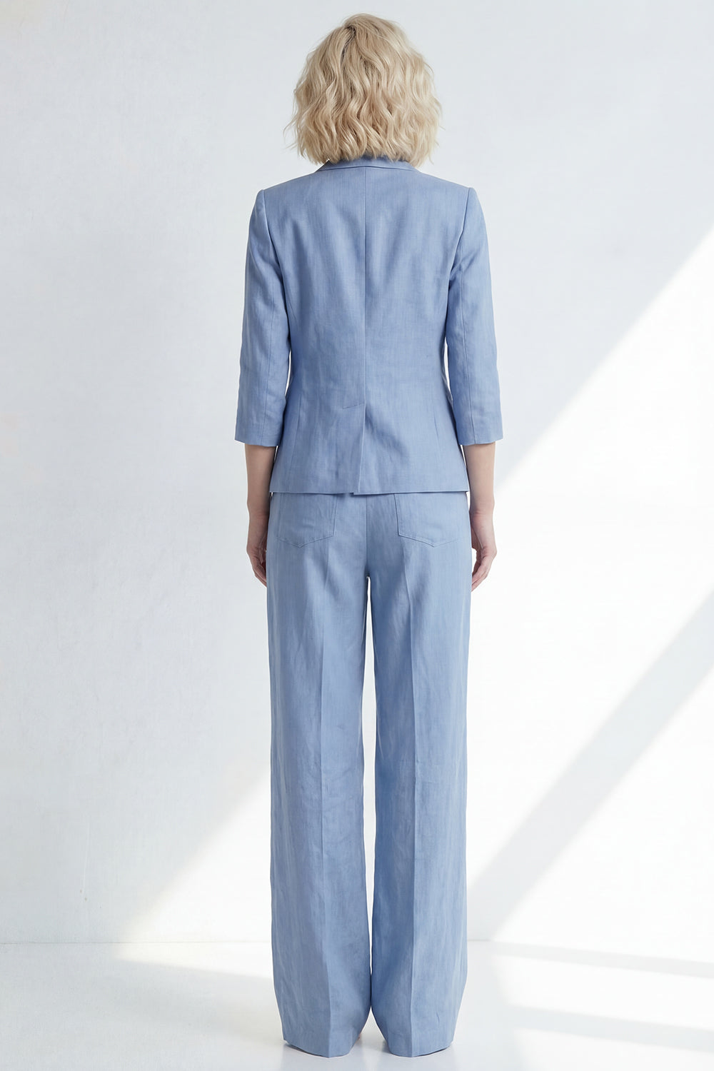 Dusty Blue 2 Piece Notched Lapel One Button Business Suits with Pockets