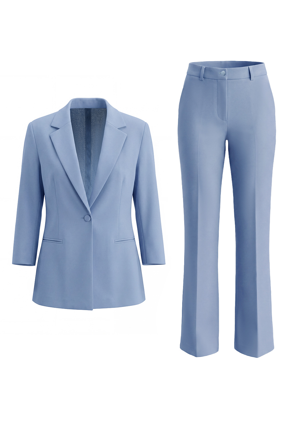Dusty Blue 2 Piece Notched Lapel One Button Business Suits with Pockets