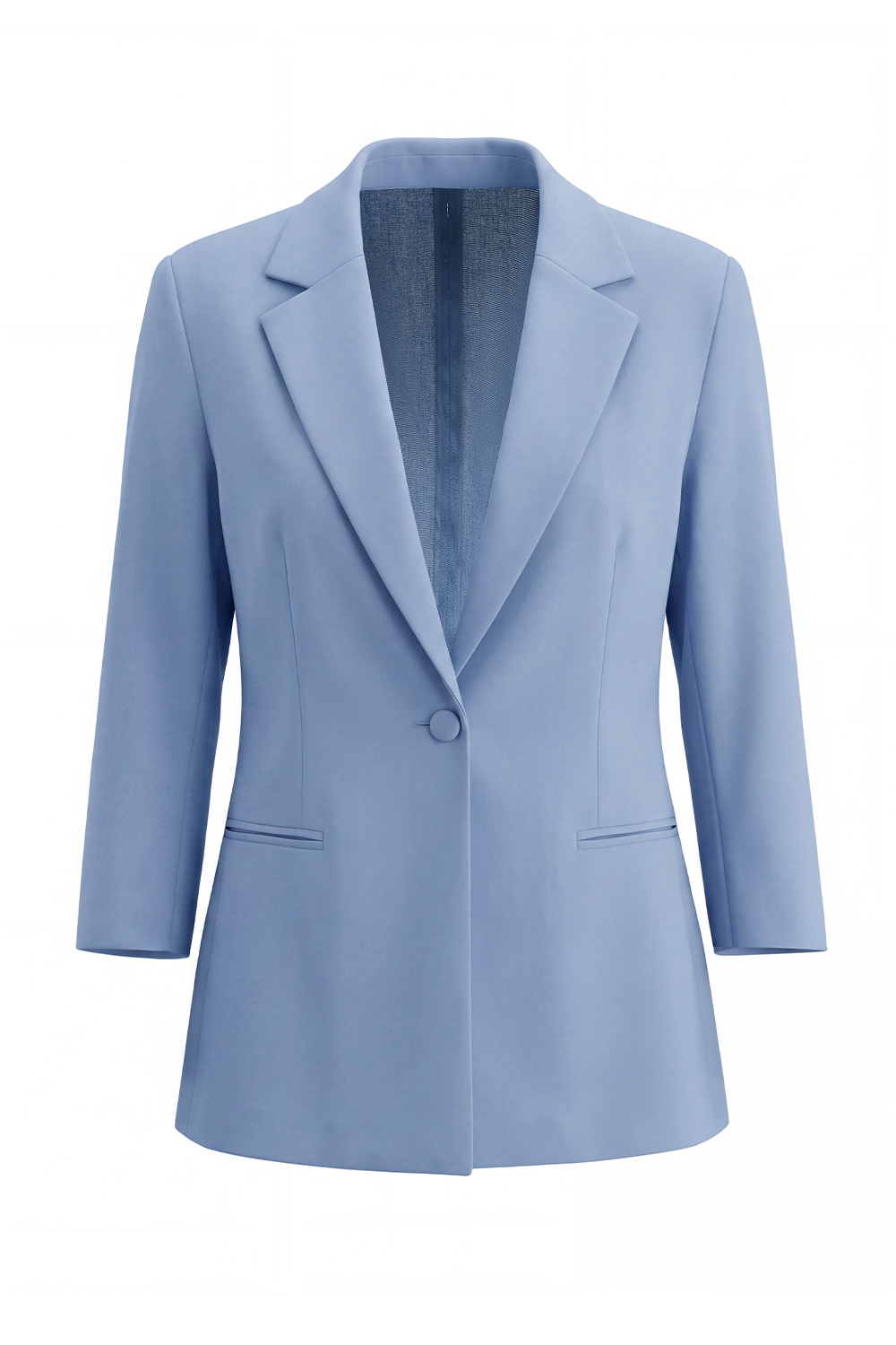Dusty Blue 2 Piece Notched Lapel One Button Business Suits with Pockets