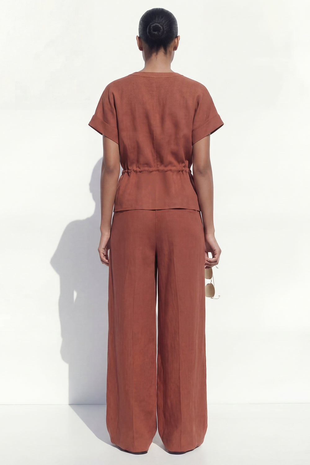 2 Piece Caramel V-Neck Short Sleeves Business Suits with Pockets