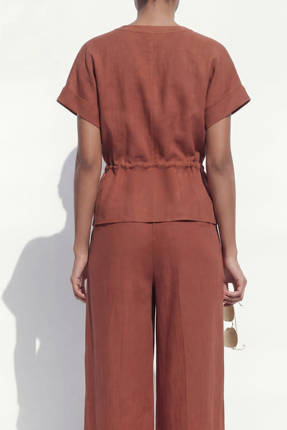 2 Piece Caramel V-Neck Short Sleeves Business Suits with Pockets