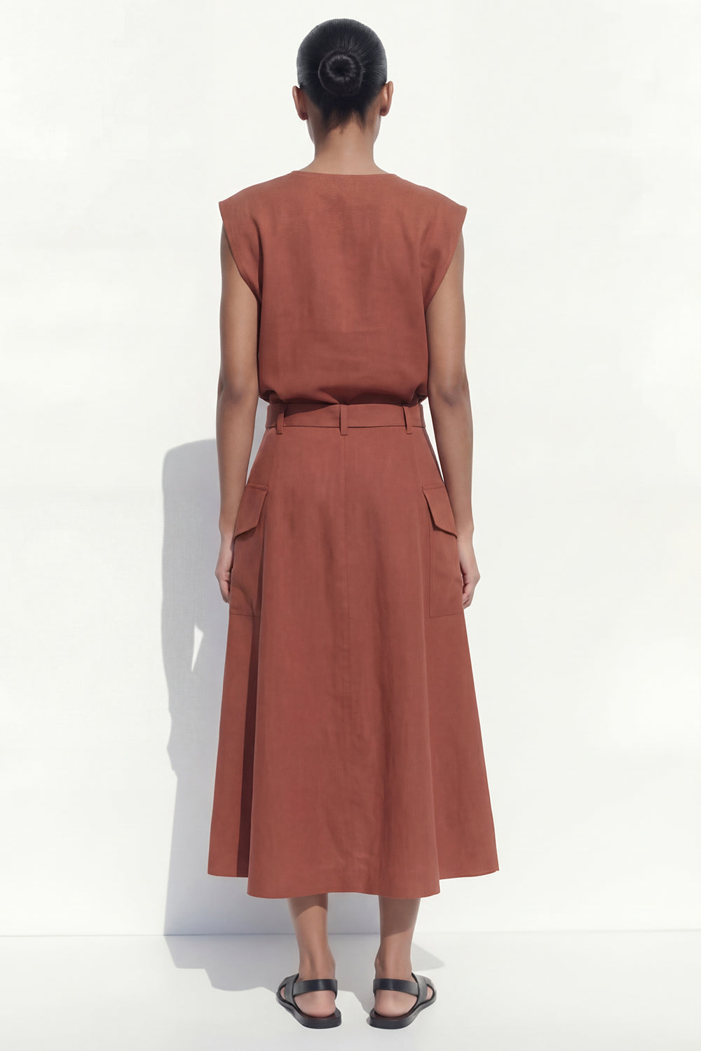 Carmel 2 Piece V Neck Cap Sleeves Business Suits with Belt