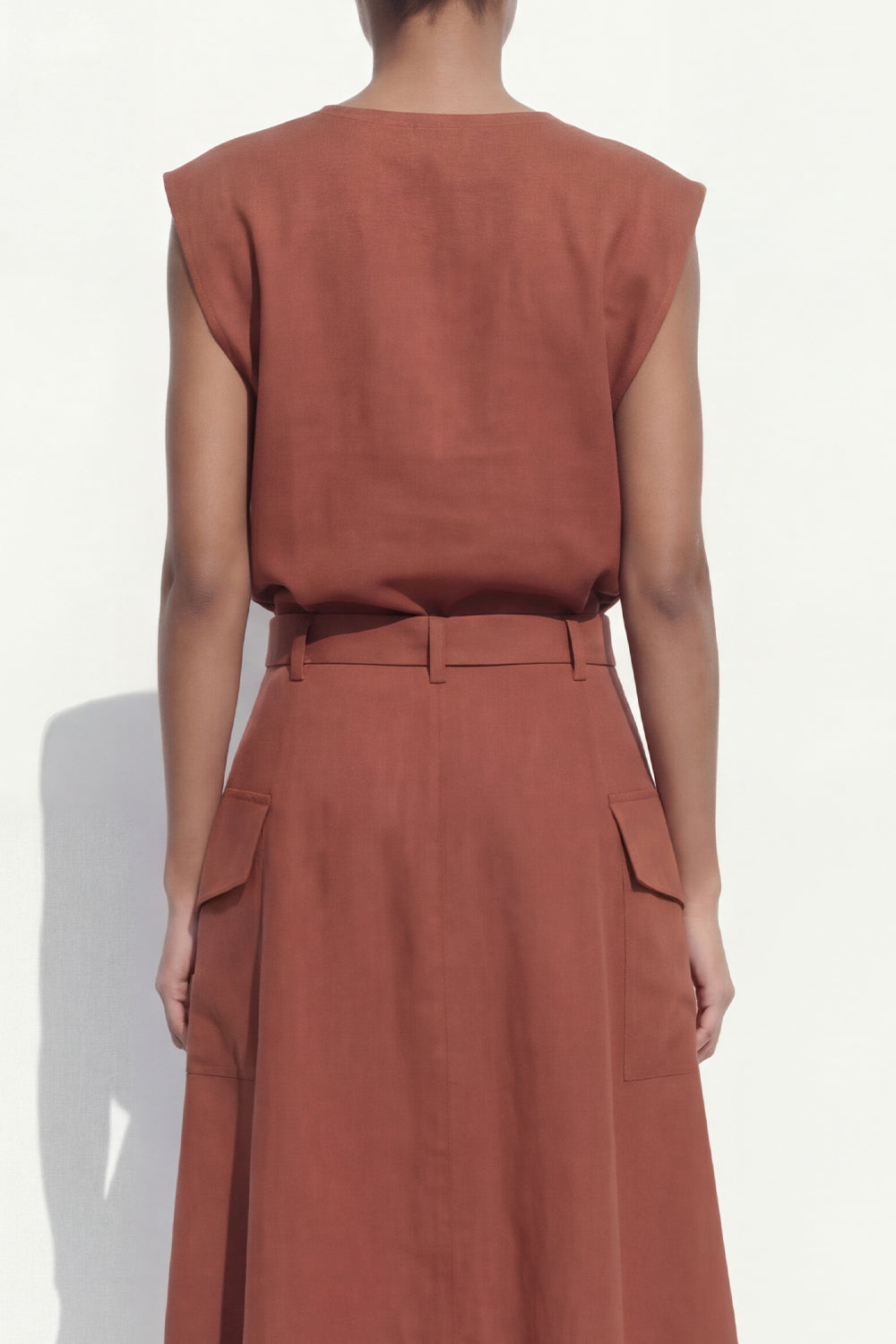 Carmel 2 Piece V Neck Cap Sleeves Business Suits with Belt