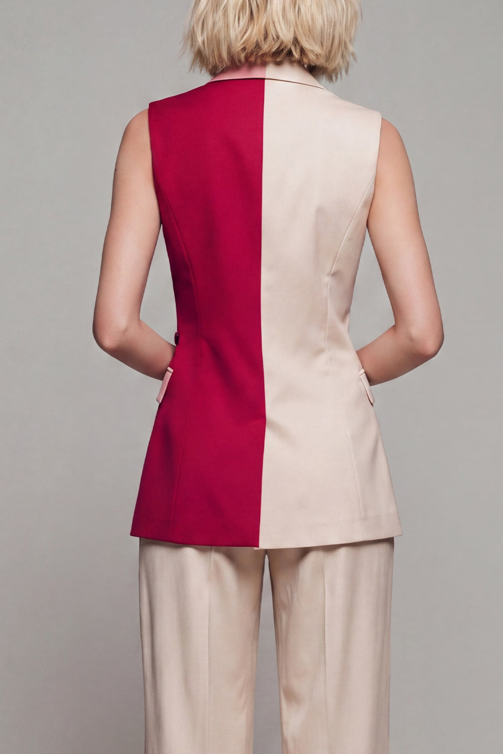 Light Khaki Patchwork Double Breasted 2 Piece Notched Lapel Business Suits