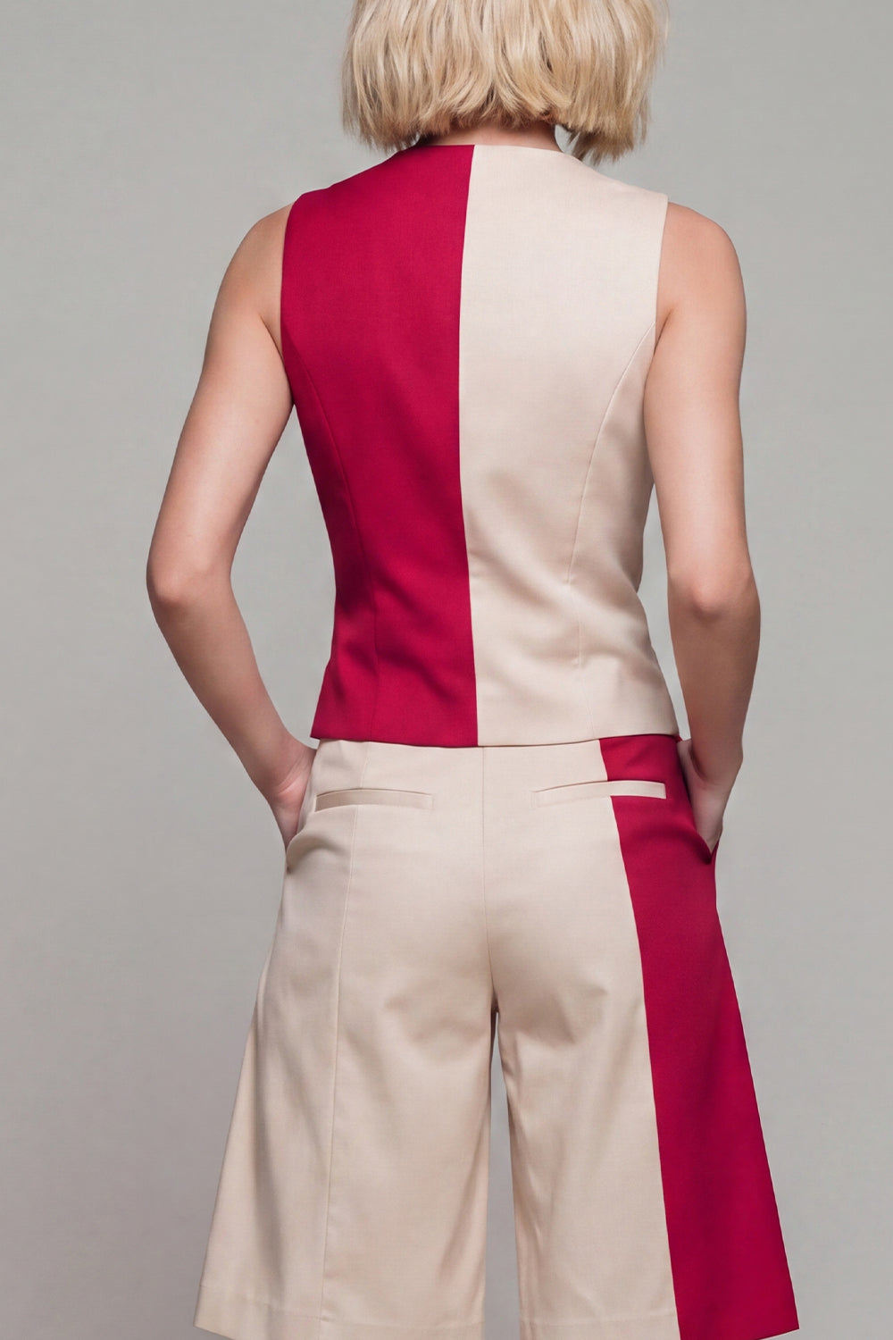 Light Khaki V Neck Single Breasted 2 Piece Business Suits with Pockets