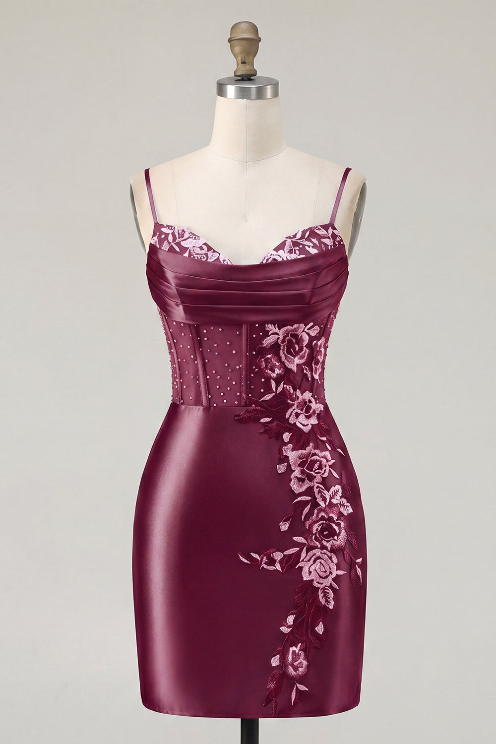 Sparkly Navy Floral Corset Tight Short Homecoming Dress with Beading