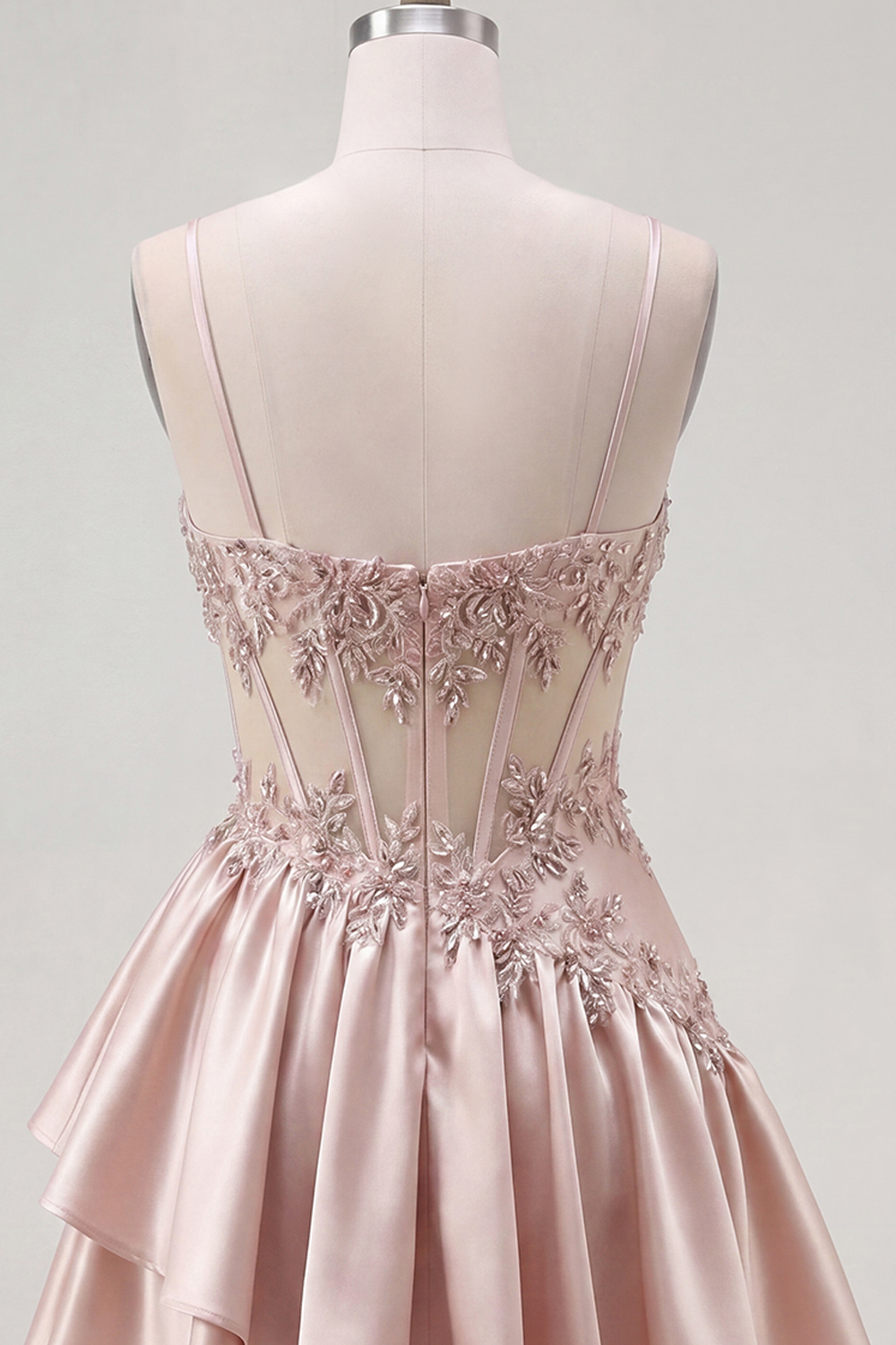 Sparkly Champagne A Line Ruffled Corset Beaded Short Homecoming Dress