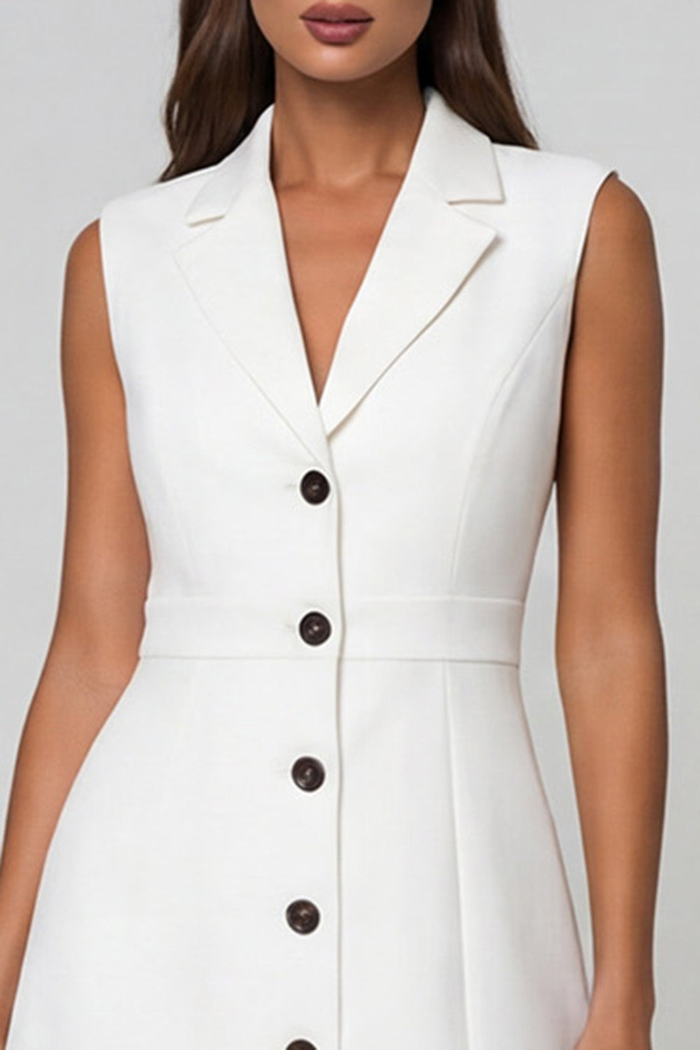 White A Line Single Breasted Notched Lapel Short Blazer Dress