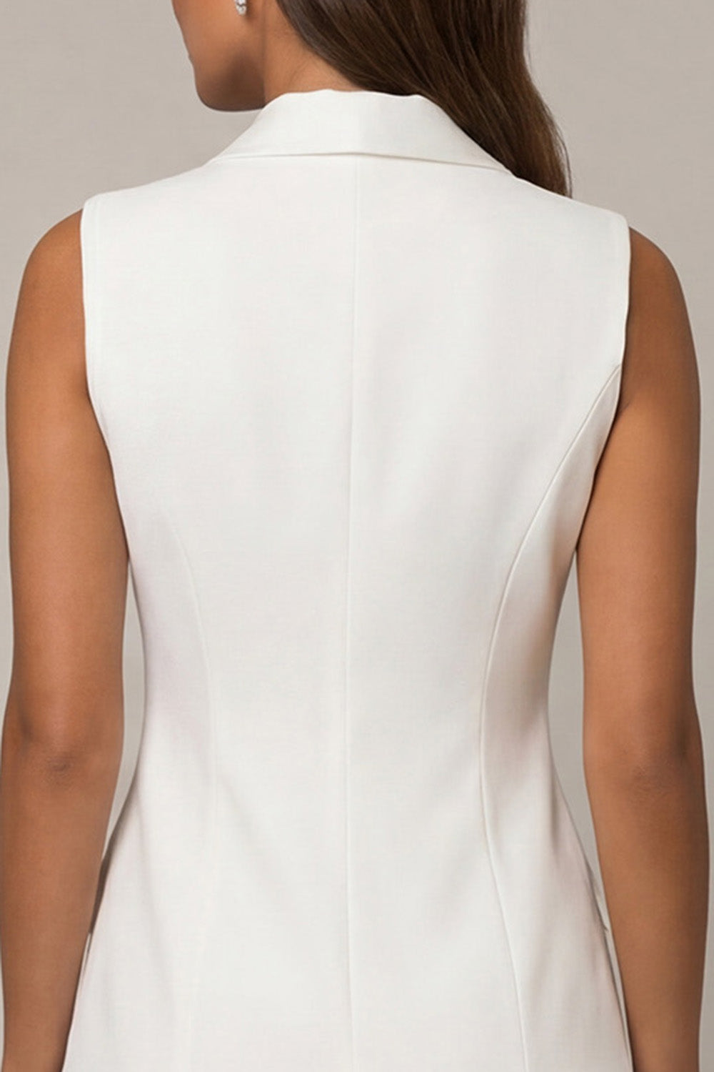 White Shawl Lapel Double Breasted Mini Blazer Dress with Pleats