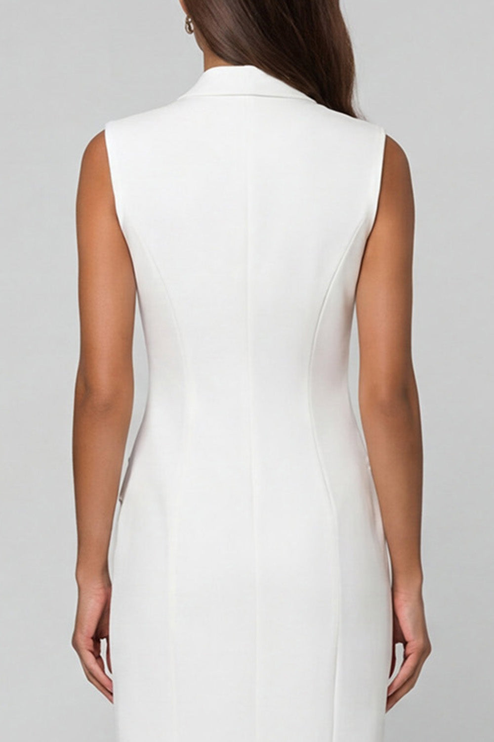 White Notched Lapel Double Breasted AsymmetricalBlazer Dress