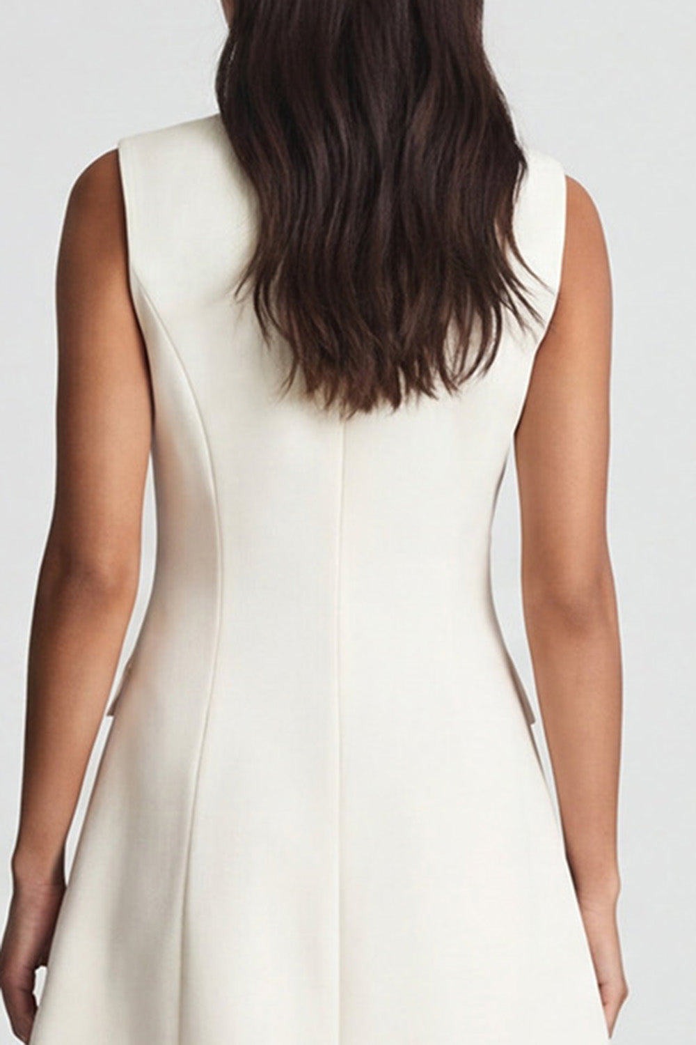 Simple Ivory A Line Double Breasted Peak Lapel Mini Blazer Dress