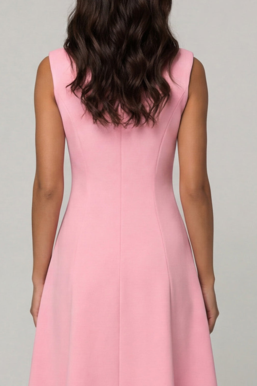 Pink Shawl Lapel Double Breasted A Line Midi Blazer Dress