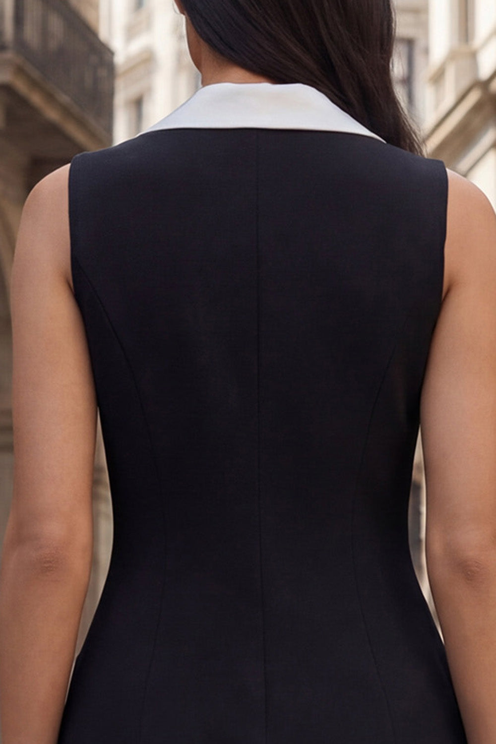Black Double Breasted Notched Lapel Slim Fit Mini Work Dress