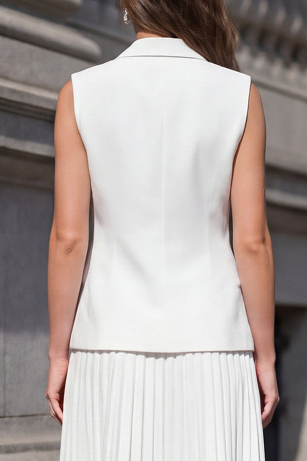 White 2 Piece Shawl Lapel Double Breasted Business Suits with Pleats