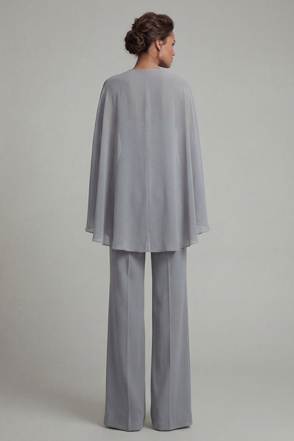 Sparkly Grey Blue Halter Ruched Floral Evening Jumpsuits with Cape