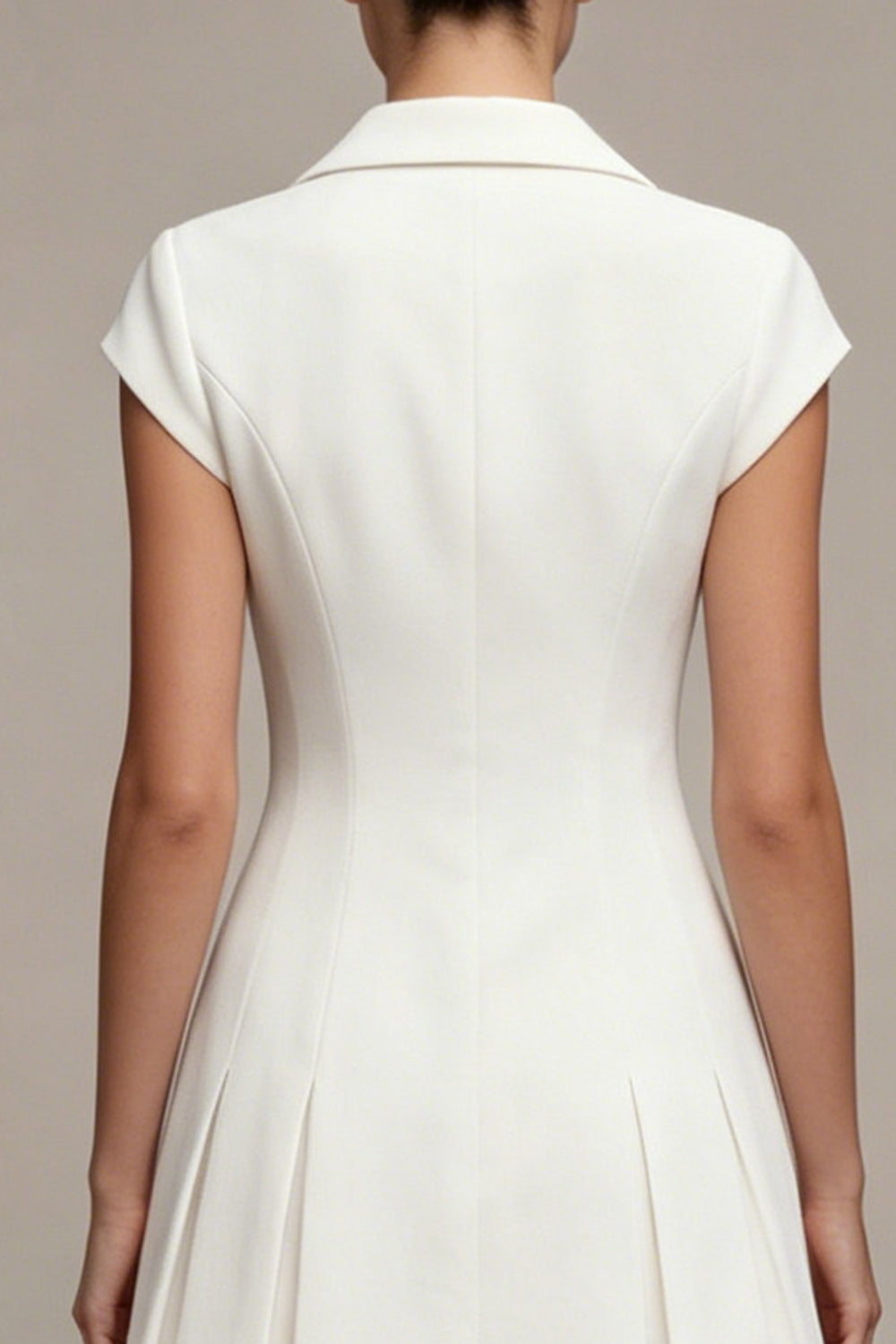 White Notched Lapel Single Breasted A Line Short Blazer Dress with Sleeves