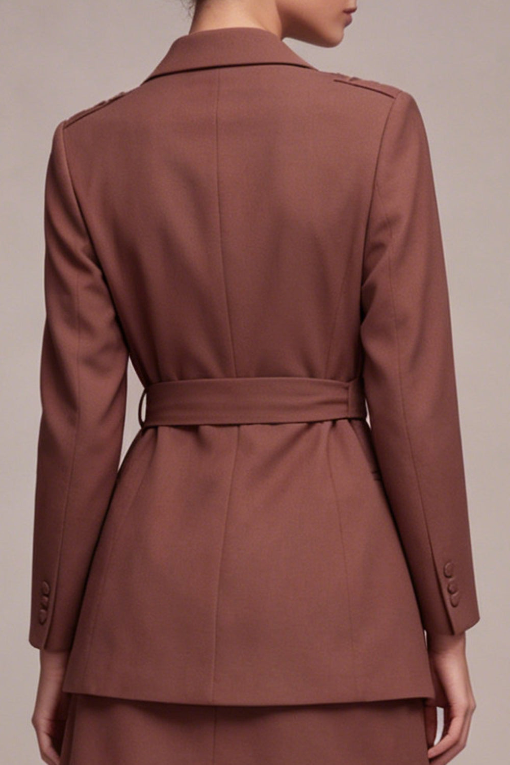 Desert Rose 2 Piece Notched Lapel Short Business Suits with Sash