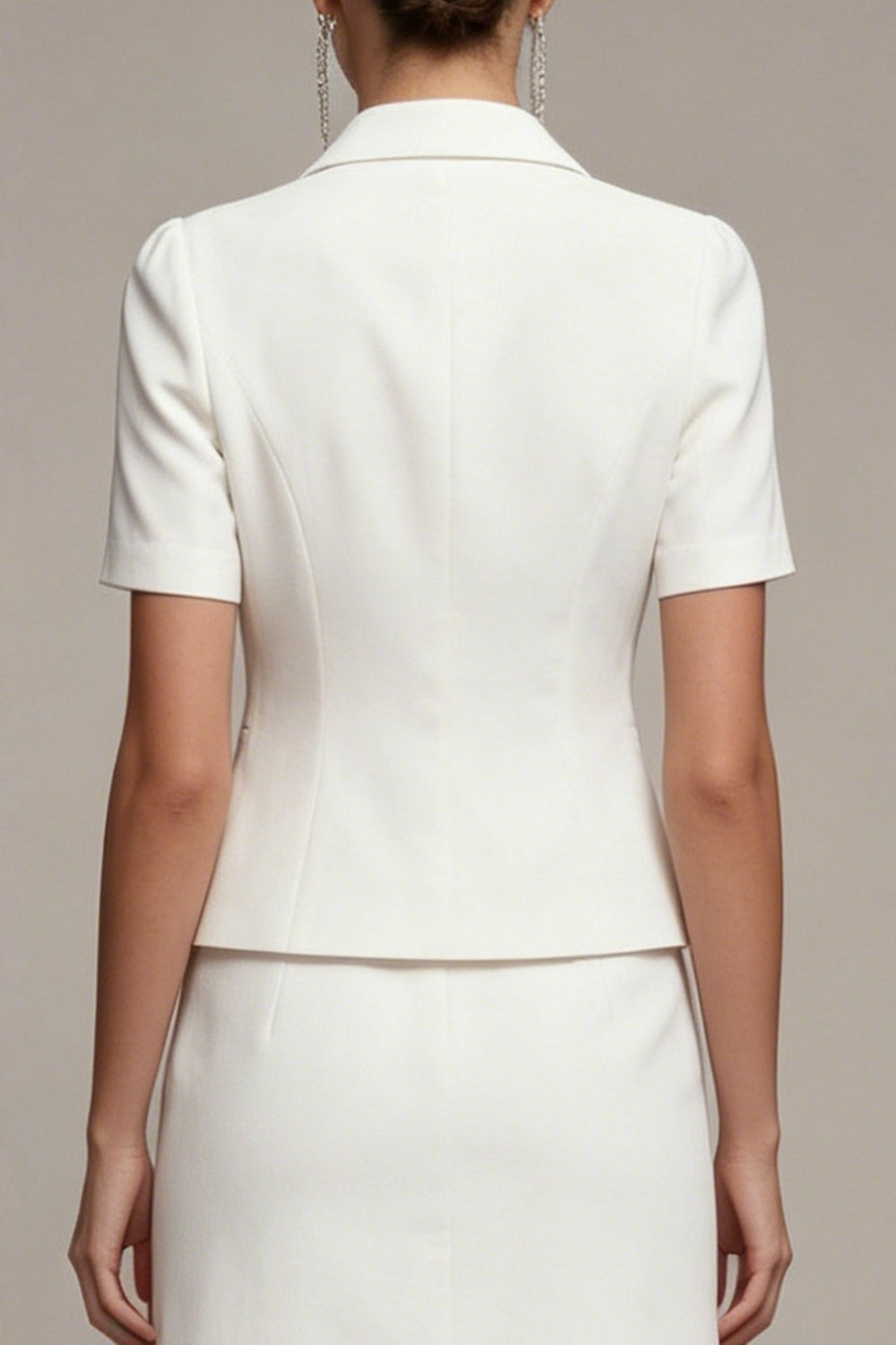 White 2 Piece Notched Lapel Single Breasted Short Sleeves Business Suits