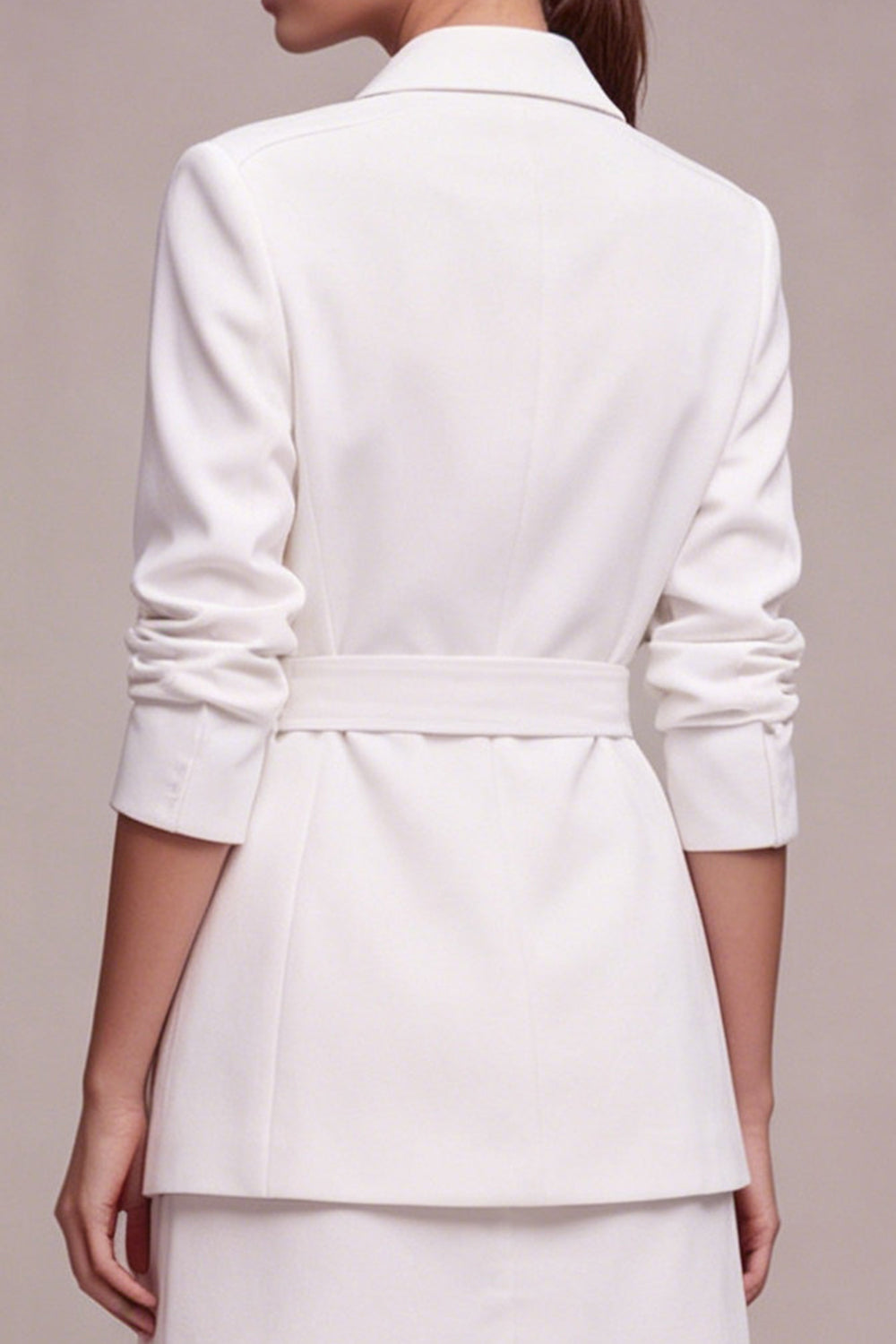 2 Piece White Double Breasted Notched Lapel Short Business Suits with Sleeves
