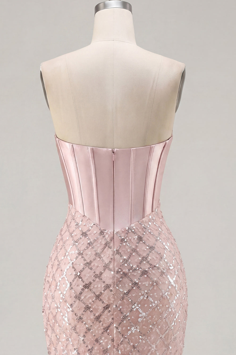 Sparkly Blush Corset Tight Strapless Short Homecoming Dress with Sequins
