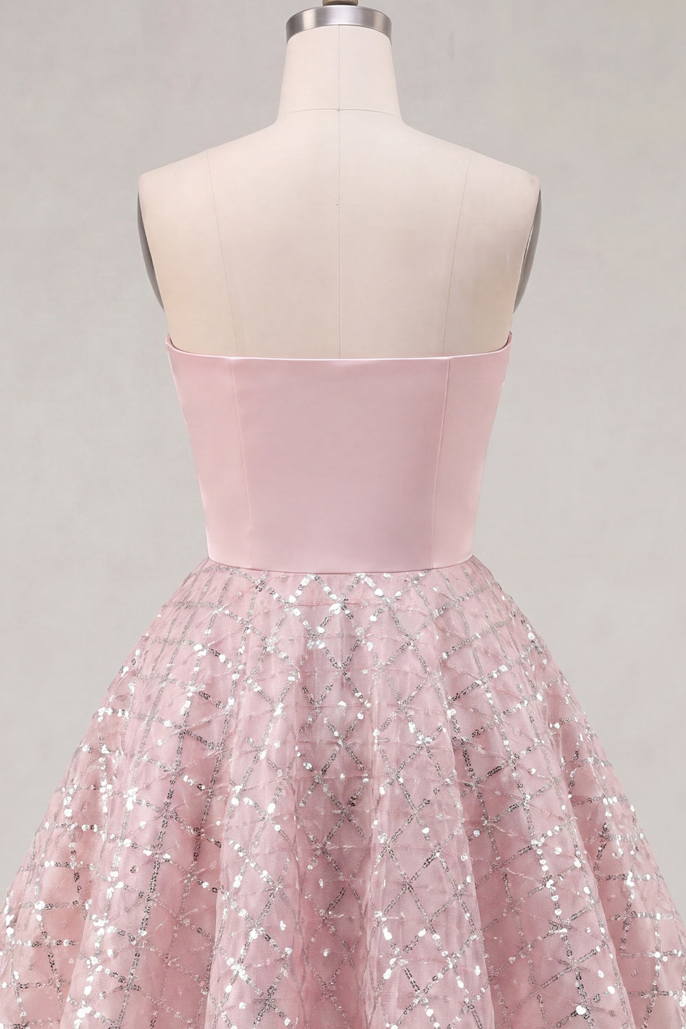 Sparkly Blush Ruched Strapless A Line Beaded Short Homecoming Dress with Sequins