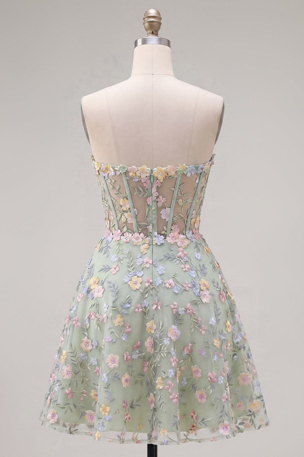 Blue Sweetheart A Line Corset Mini Homecoming Dress with 3D Flowers