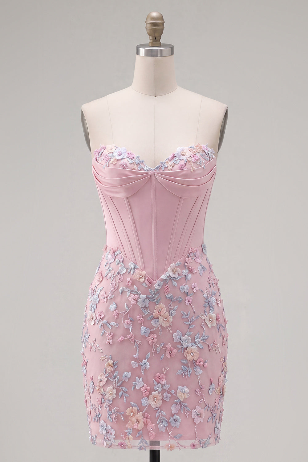Floral Tight Sweetheart Green Corset Short Homecoming Dress