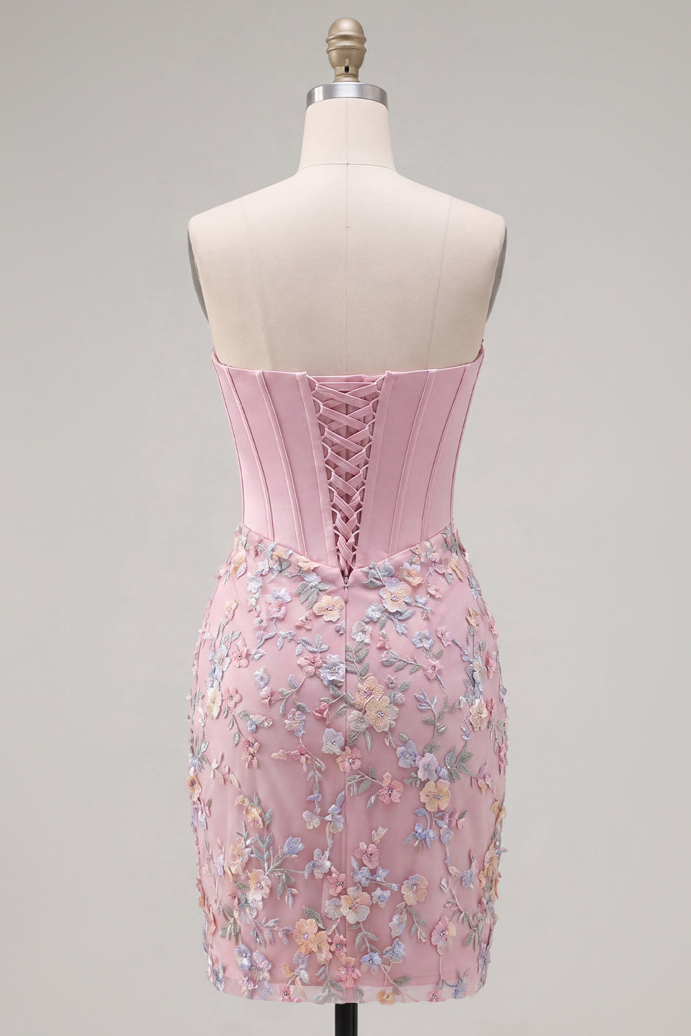 Floral Tight Sweetheart Green Corset Short Homecoming Dress