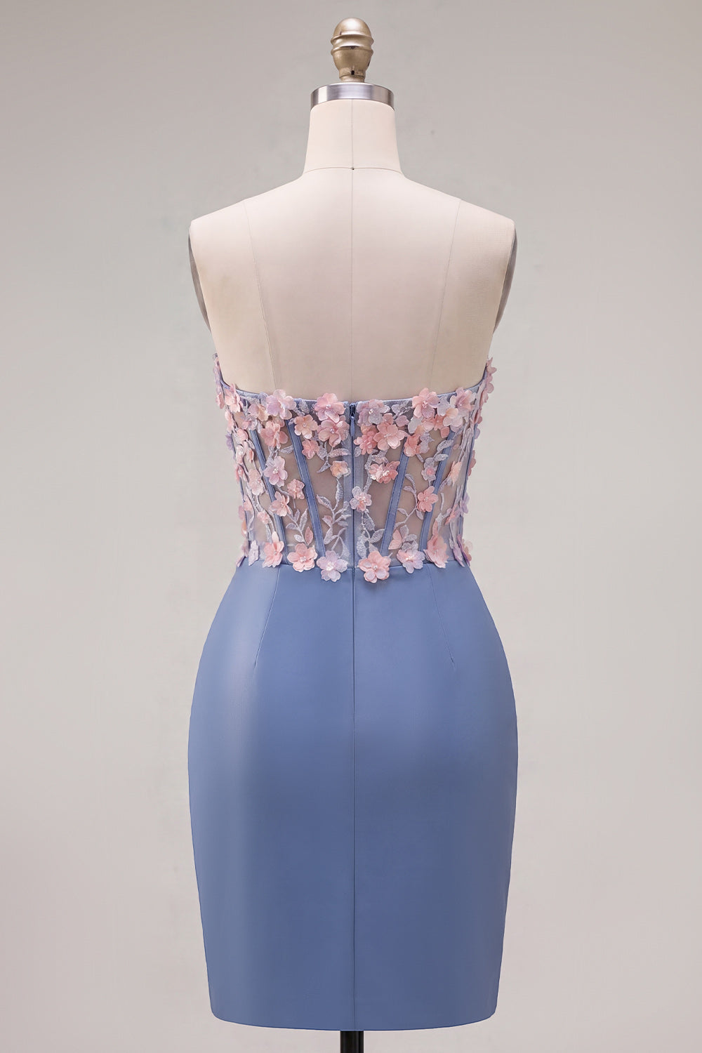 Green Tight Strapless Ruched Short Corset Homecoming Dress with 3D Flowers