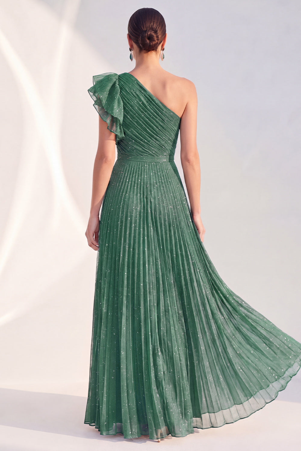 Glitter Burgundy A Line Ruffled Long Mother of the Bride Dress with Pleats