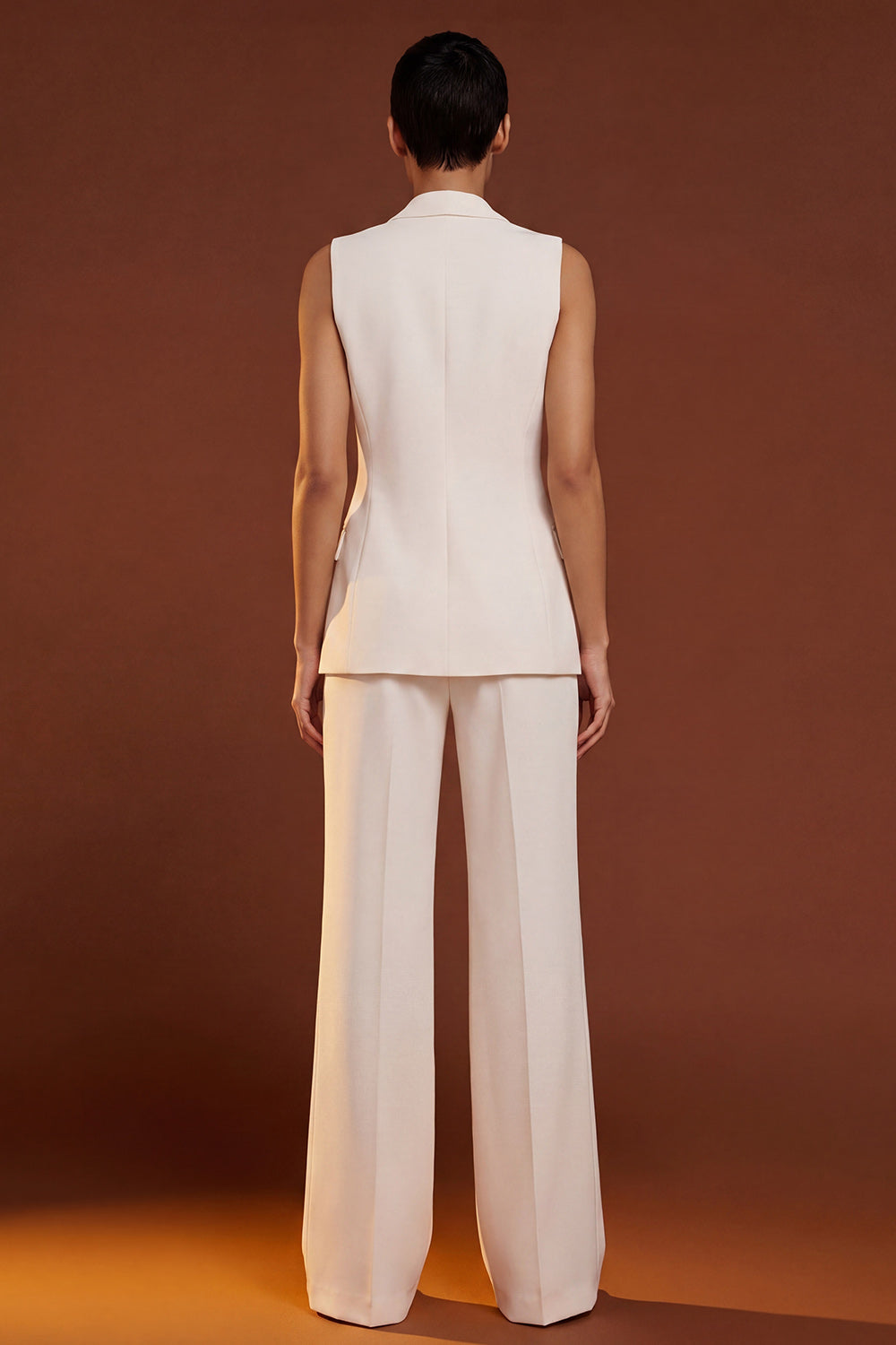 Ivory 2 Piece One Button Wide Leg Shawl Lapel Business Suits