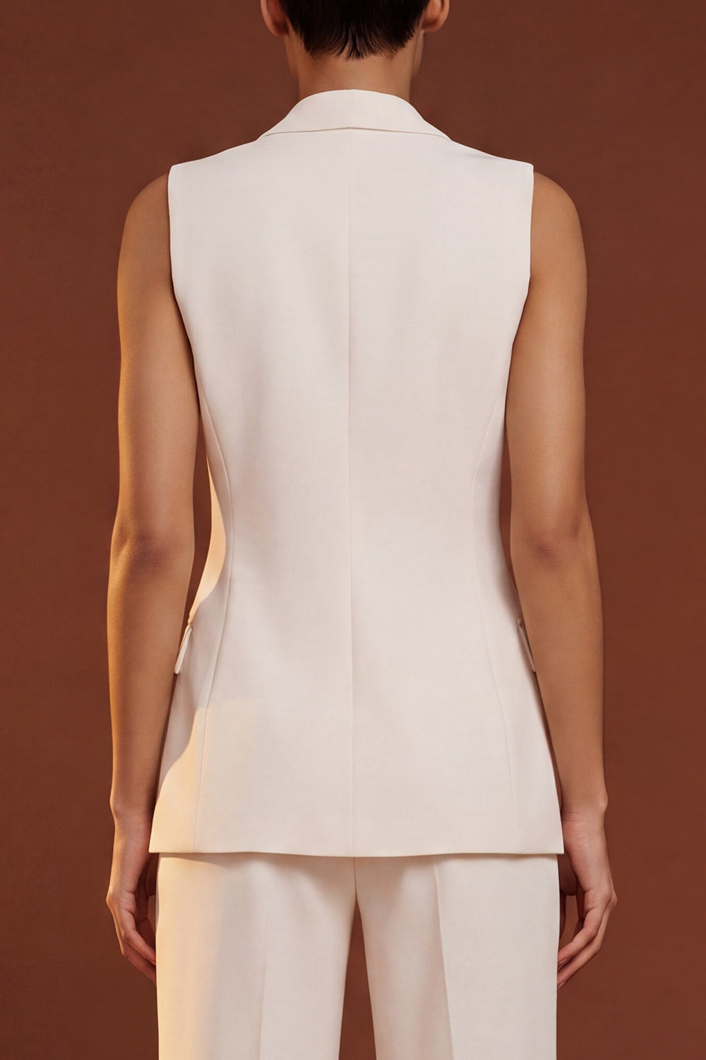 Ivory 2 Piece One Button Wide Leg Shawl Lapel Business Suits