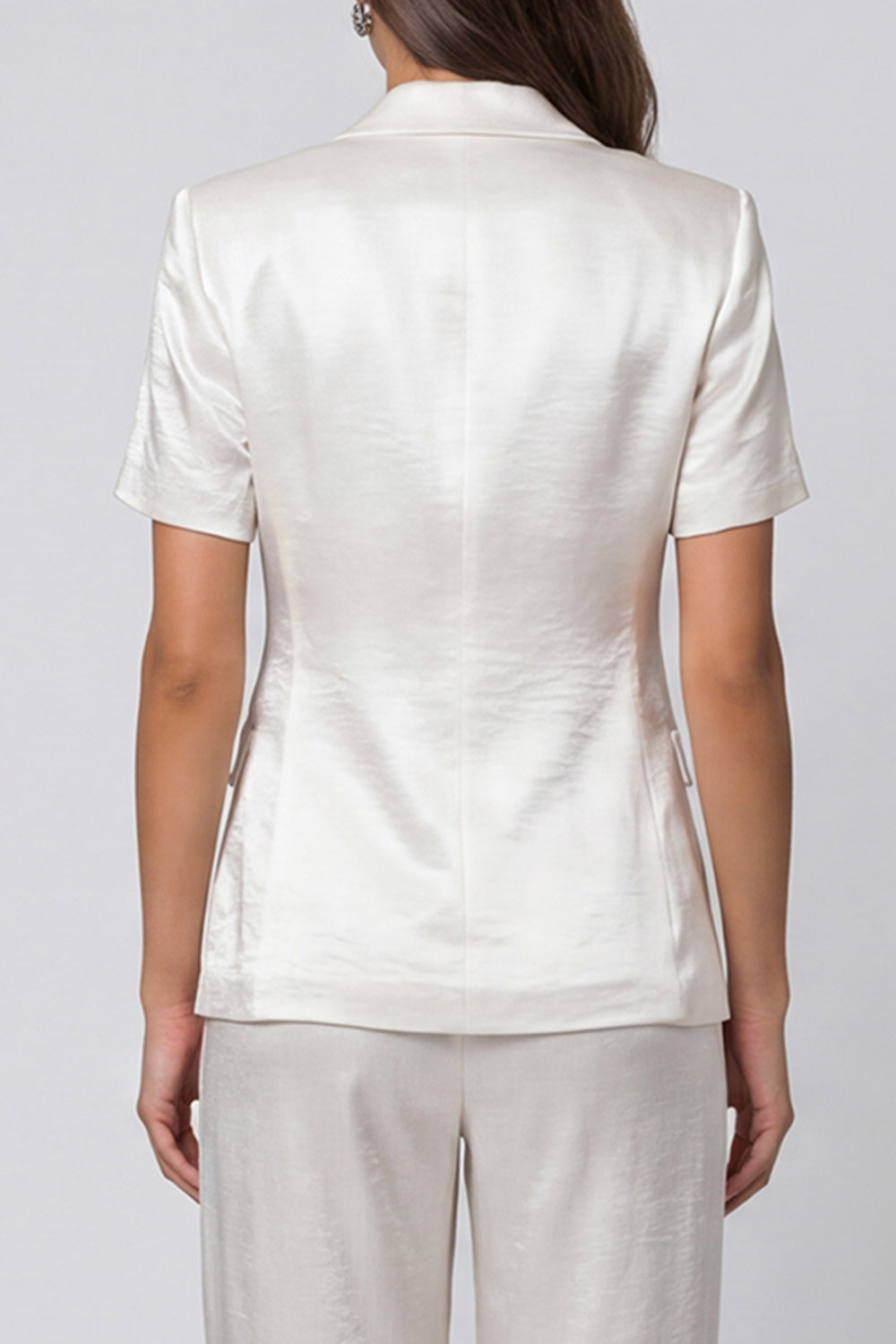 Ivory Peak Lapel 2 Piece Short Sleeves One Button Business Suits