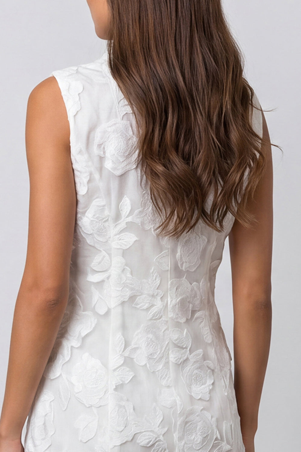 Floral Ivory Ruffled Double Breasted Shawl Lapel Short Work Dress