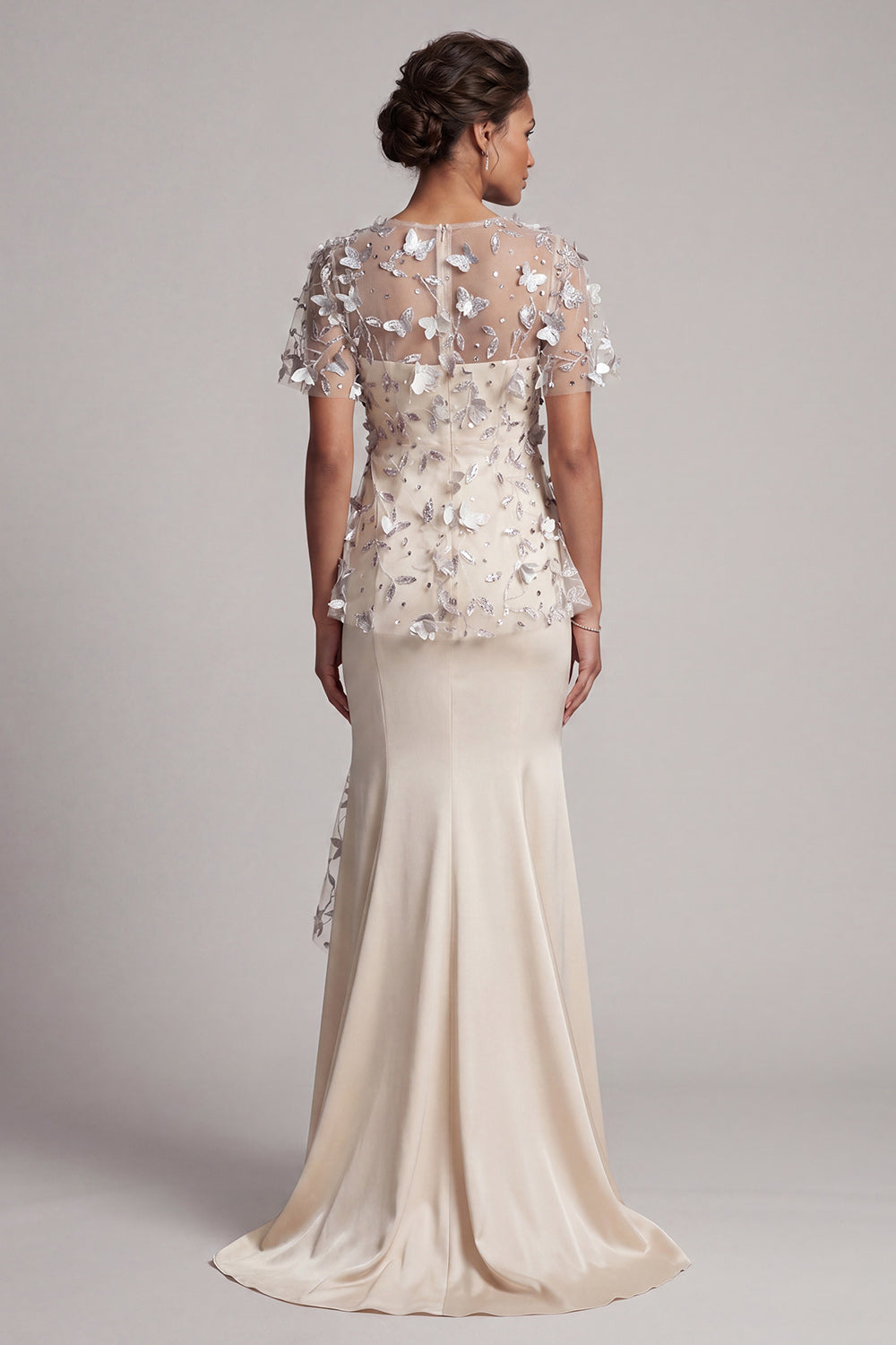 Mermaid Apricot Beaded Long Evening Dress with 3D Flowers