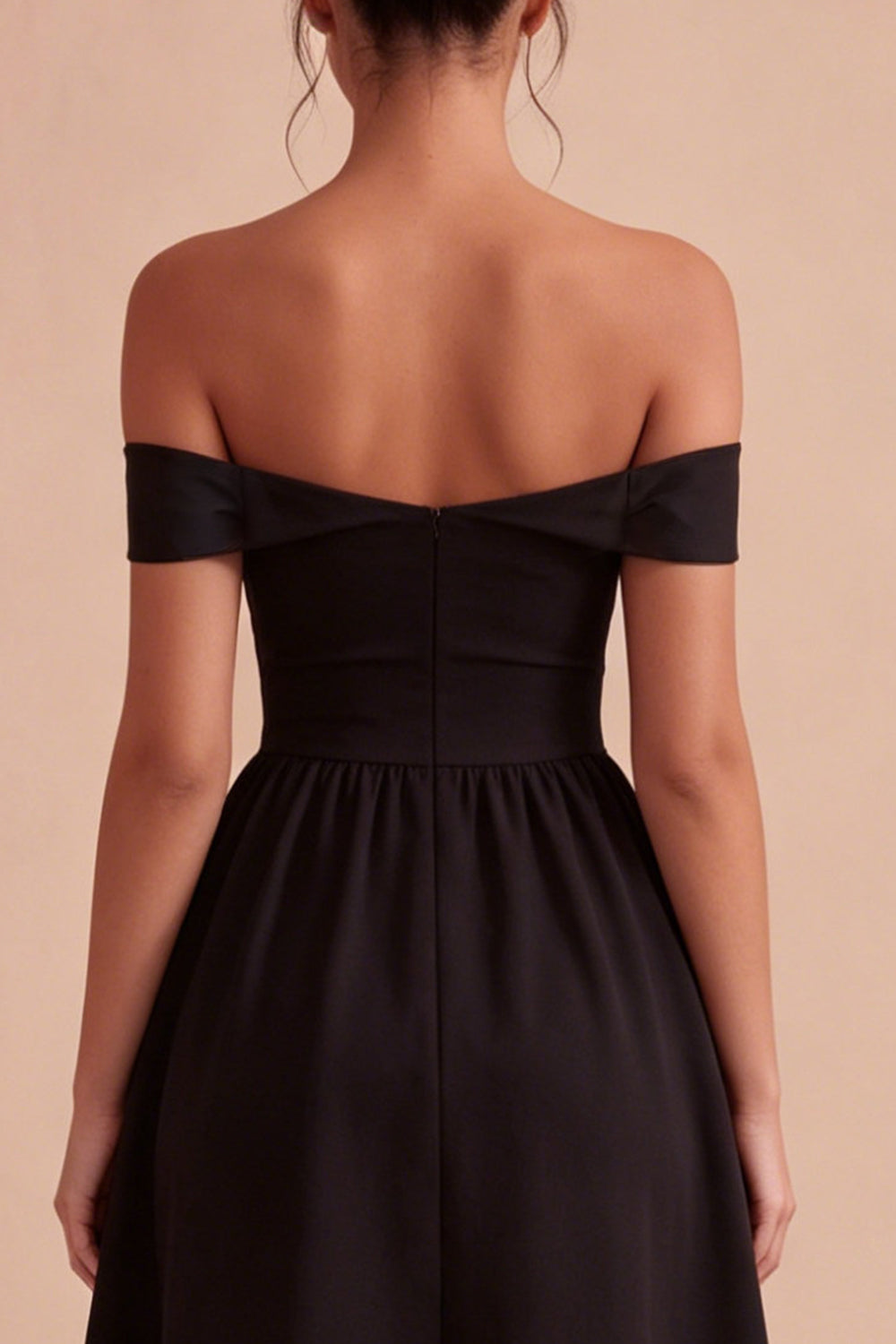 Off the Shoulder Midi A Line Evening Dress with Keyhole