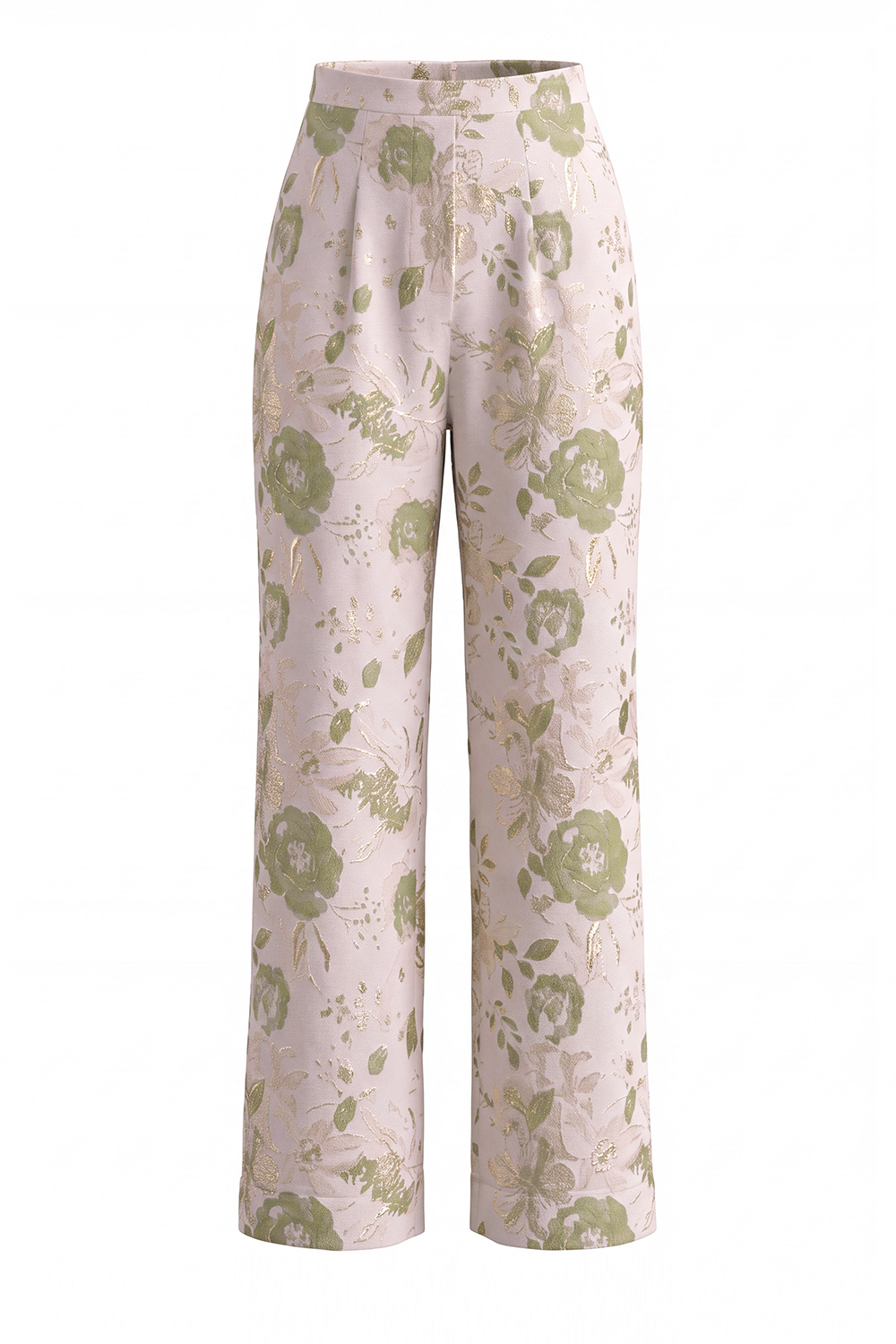 2 Piece Green Flower Single Breasted Halter Business Suits with Pockets