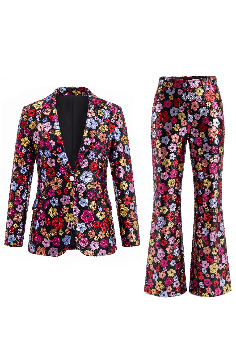Khaki Floral Peak Lapel Single Breasted 2 Piece Business Suits with Pockets