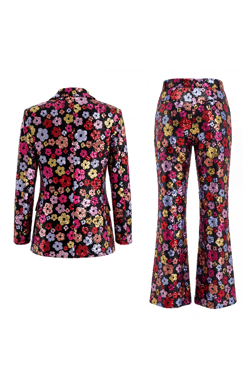 Khaki Floral Peak Lapel Single Breasted 2 Piece Business Suits with Pockets