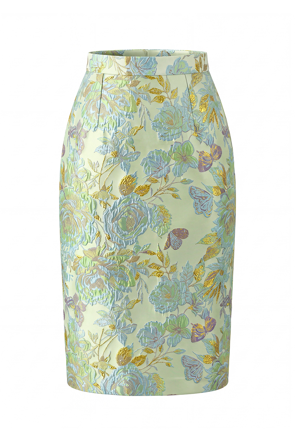 Green Floral Peak Lapel Single Breasted 2 Piece Midi Business Suits