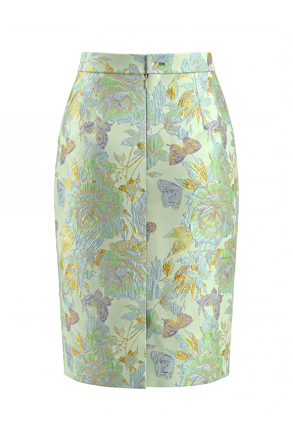 Green Floral Peak Lapel Single Breasted 2 Piece Midi Business Suits