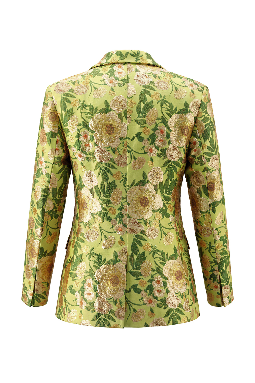 Green 2 Piece Floral Notched Lapel One Button Business Suits with Pockets