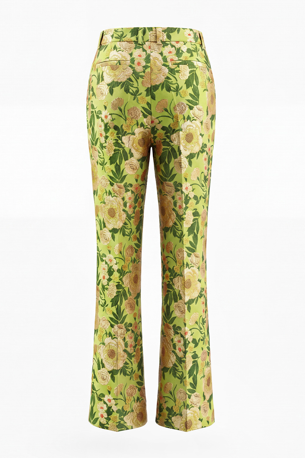 Green 2 Piece Floral Notched Lapel One Button Business Suits with Pockets