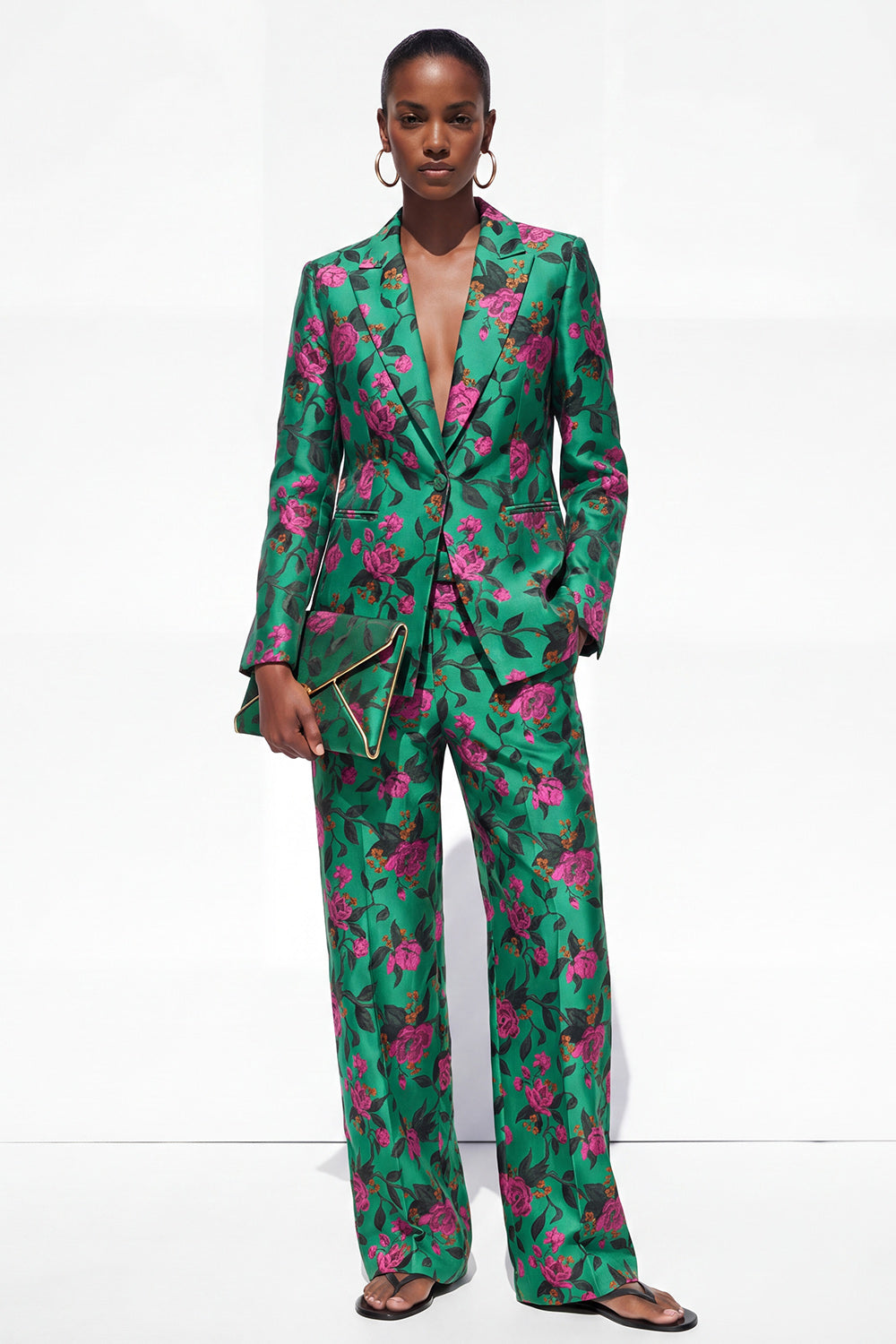 Floral Black 2 Piece Peak Lapel One Button Business Suits with Pockets