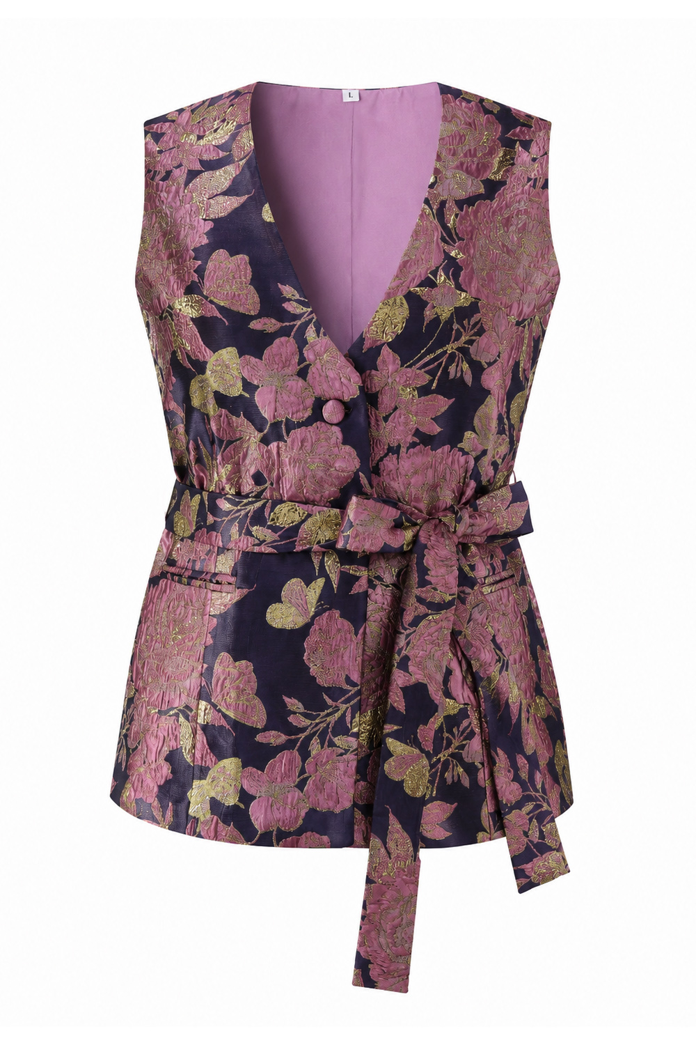 2 Piece Sage Green Floral V-Neck Vest Prom Suits with Sash